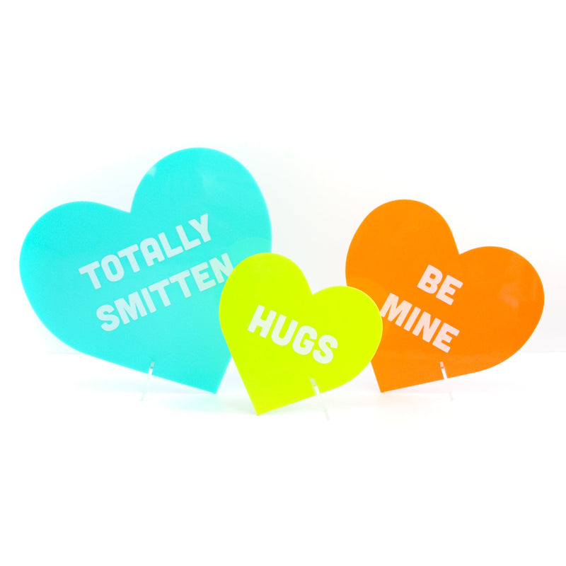 Turquoise, Orange, Lime Conversation Acrylic Hearts
