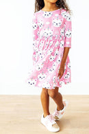 Unicorn Kitties 3/4 Sleeve Pocket Twirl Dress