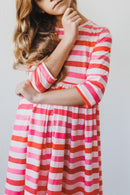 All You Need is Love 3/4 Sleeve Pocket Twirl Dress