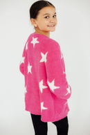 Bright Pink/Coconut Star Cozy Cardigan