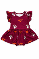 Virginia Tech Maroon Hokie S/S Flutter Twirl Bodysuit