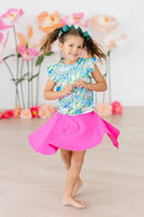 Watercolor Butterflies S/S Ruffle Tee