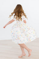 SALE Watercolor Rainbows S/S Pocket Twirl Dress