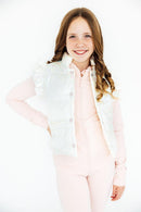White Checker Puffer Vest