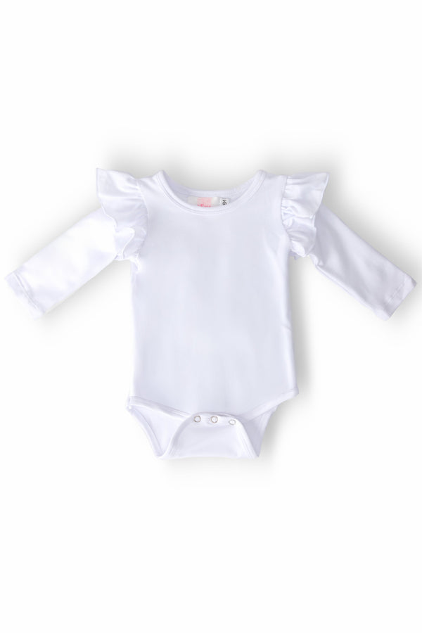 White L/S Flutter Bodysuit