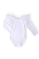 White L/S Flutter Sleeve Leotard