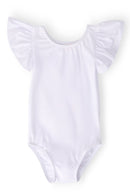 White S/S Flutter Sleeve Leotard