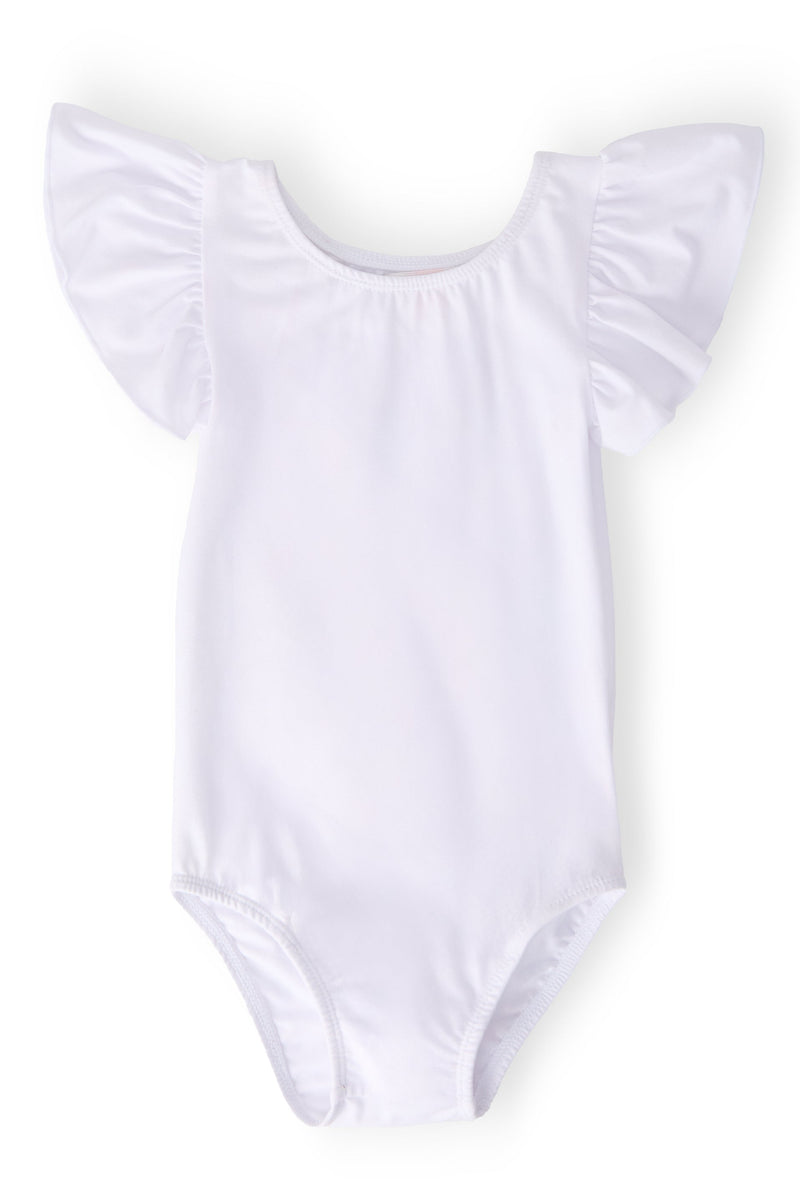 White S/S Flutter Sleeve Leotard