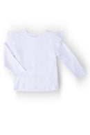 White L/S Ruffle Tee