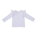 White L/S Ruffle Tee