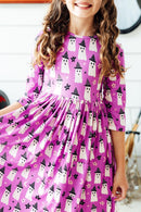 Witches Boo 3/4 Sleeve Pocket Twirl Dress