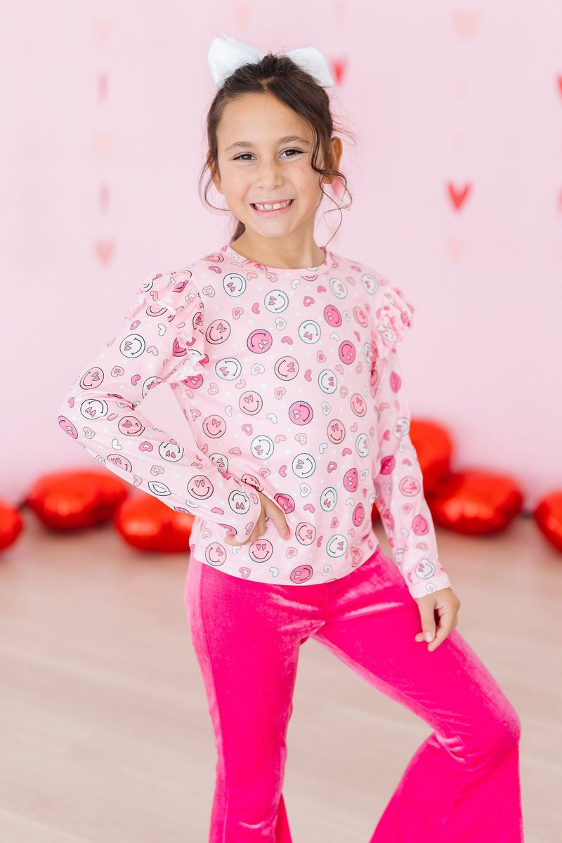 SALE You Make Me Happy L/S Ruffle Tee