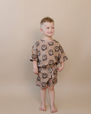 Shorts Set | Brown Smiley Face