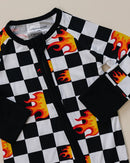 Bamboo Zip Romper | Checker Blaze