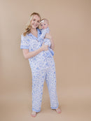 Bamboo Zip Romper | Blue Flowers