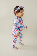 Bamboo Zip Romper  | Red-White & Bows