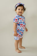 Bamboo Shorts Set | Red-White & Bows