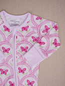 Bamboo Zip Romper | Pink Butterfly