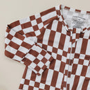 Bamboo Zip Romper | Chocolate Checkered