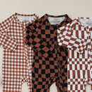 Bamboo Zip Romper | Chocolate Checkered