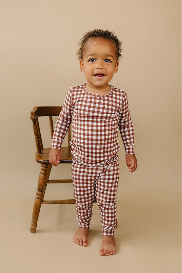 Bamboo Two Piece Set | Chocolate Gingham