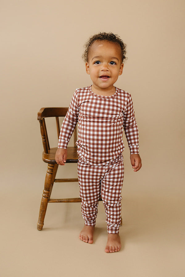Bamboo Two Piece Set | Chocolate Gingham
