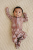 Bamboo Zip Romper | Chocolate Gingham