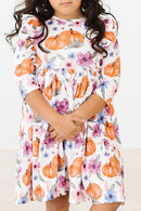 Hey Pumpkin 3/4 Sleeve Ruffle Twirl Dress