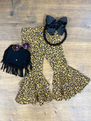 Animal Print Double Ruffle Bell Bottoms