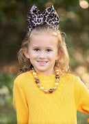 Animal Print Rhinestone Center Bow (Alligator Clip)  6"