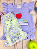 Apple Stack Ruffle Shorts Set | Girls Back to School Outfit