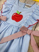Apple Stripe Tie Applique Dress | Girls Back to School Dress