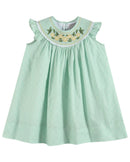 Aqua Daisy Smocked Bishop Dress