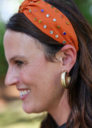 Caroline Hill Halle Jeweled Top Knot Headband – Rhinestone Hair Accessory