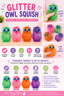 Glitter Crystal Owl Squishy Toy | Slow Rise Sensory Fidget | Stress Relief Squeeze Toy for Kids & Adults | The Prissy Pelican Boutique | Bossier City, LA