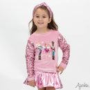 Nutcracker Sequin Sleeve Sweatshirt – Pink Velvet Christmas Top for Girls
