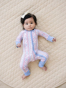 Bamboo Zip Romper | Baseball Girl