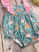 Baby Girl Vintage Bunny Ruffle Easter Romper
