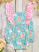 Baby Girl Vintage Bunny Ruffle Easter Romper