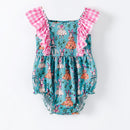 Baby Girl Vintage Bunny Ruffle Easter Romper