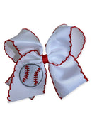 Baseball Moonstitch Embroidered Classic Hair Bow | Clip or Headband