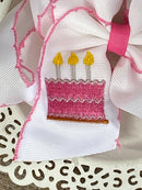 Birthday Cake Embroidered Moonstitch Bow Headband