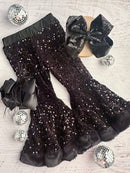 Black Sequin Bell Bottoms