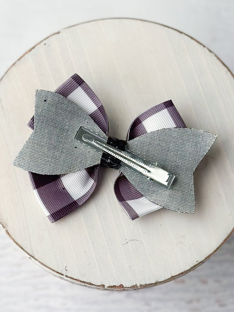 Black & White Glittery Buffalo Plaid Bow: FINAL SALE