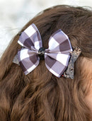 Black & White Glittery Buffalo Plaid Bow: FINAL SALE