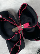 Black with Hot Pink Moonstitch Hair Bow