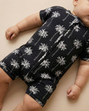 Bamboo Shorty Romper  | Palm Style Black