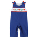 Blue and Orange Football Smocked Longalls