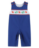 Blue and Orange Football Smocked Longall