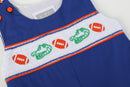 Blue and Orange Football Smocked Longalls